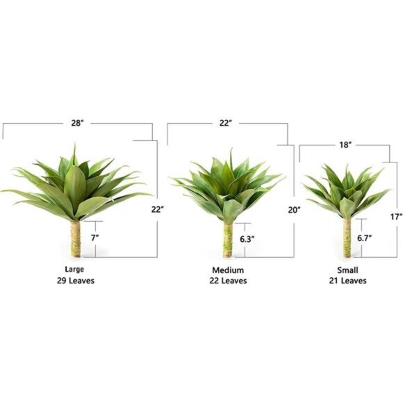 Artificial Agave Plant Set, 28 Inch, Faux Aesthetic Plants for Home - Picture 3 of 8
